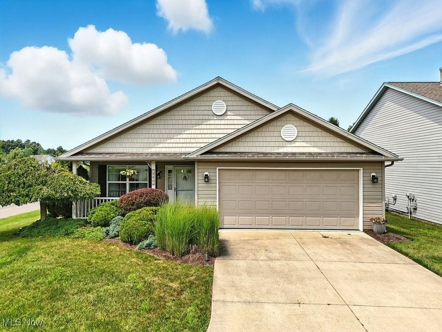 Welcome to low-maintenance living just minutes from Kent State University, NEOMED, and vibrant downtown Kent. This bright and cheerful one-level ranch condo offers comfort, convenience, and style. Enjoy watching the seasons change from the charming front porch and step inside to find an abundance of natural light streaming through numerous windows, highlighting the beautiful hardwood floors that flow throughout the dining area, kitchen, and hallways. The open kitchen comes fully equipped with all appliances and connects seamlessly to a cozy dining space—ideal for casual meals or entertaining. The spacious family room opens to a private patio featuring a charming pergola that stays with the home—perfect for enjoying your morning coffee or relaxing evenings outdoors. This well-designed layout includes two generously sized bedrooms and a shared hall bath and a primary suite retreat with a vaulted ceiling, a large walk-in closet, and an en-suite bathroom. Enjoy the ease of one-level living with a convenient laundry room (washer and dryer included) and an attached two-car garage. Recent updates include: Furnace (2016), A/C (2018), H2O Heater (2017) and Roof (2015). The low HOA fee covers landscaping, snow removal, trash, and pest control—allowing you to focus on what matters most. Whether you're looking to downsize or simply want easy, maintenance-free living in a great location, this condo checks all the boxes!