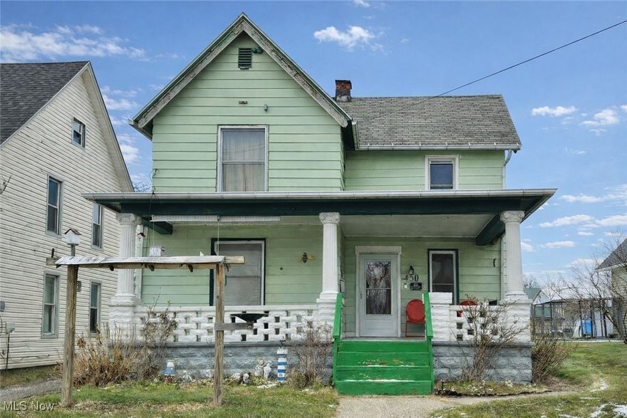 Meet 450 Buffalo Street in Conneaut. This bright 3 bedroom, 2 full bathroom home has over 1500 sqft and welcomes you in with a spacious front porch. Move right in and look forward to the warmer months when the front border filled with flowering plants. 

The main floor includes two living areas, a dining space, kitchen with new appliances and back mudroom. The main living space has been refreshed with paint and offers flexible living space to meet your individual needs. There is also a main floor full bathroom and laundry for convenience. 

Upstairs you will find 3 generously sized bedrooms and the second full bathroom. Off the hallway is a large unfinished room for all of your storage needs. If you would prefer the convenience of a main floor bedroom / bathroom, one of the two 1st floor living spaces could be closed off to create a primary bedroom suite for more of a one-floor living setup. 

There is a private driveway and a detached garage with large workshop and storage area. Updates since 2024 include a new furnace and central air conditioning system, main living space refresh and all new kitchen appliances. 

Situated in the heart of midtown Conneaut - this home is just over a mile from Lake Erie and close to downtown conveniences like the library, post office, shopping, dining and nearby metropark trails. Come see this one for yourself - schedule a private showing today!