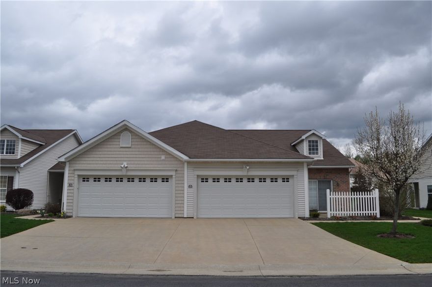 Hurry to view this Jackson Township condo conveniently located in Forest Trail.  Open floor plan from vaulted great room, dining area and kitchen.  Versatile floor plan with French doors leading to a bonus room-could be 3rd bedroom, office or sunroom w slider to patio.  The entrance is adorned with columns and ceramic tile flooring.  Fully applianced kitchen with adjacent huge pantry & first floor laundry.  Master suite w 12 x 6 walk in closet, private bath and ceiling fan.  The second bedroom offers double closet and ceiling fan.  Ample storage & mechanics in walk up attic area.  The attached 2 car garage opens to kitchen.  This condo is an end unit, move in ready with gas fireplace.