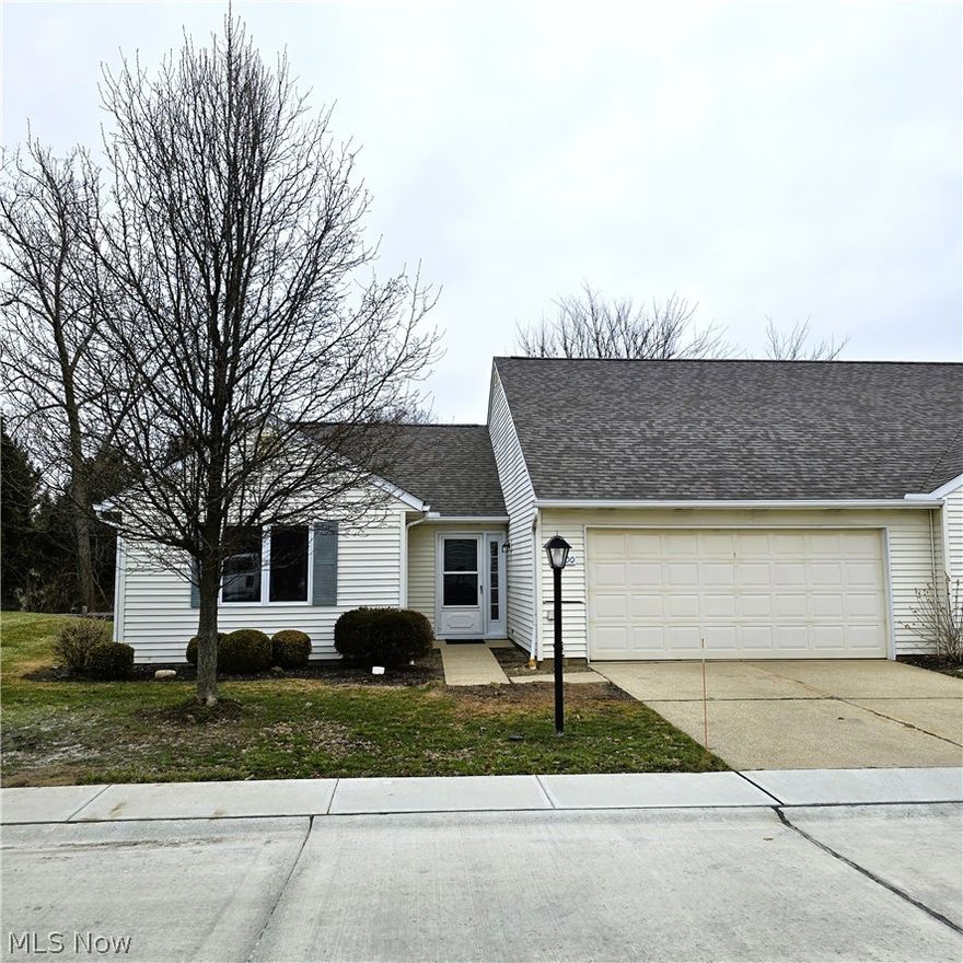 Be first or be sorry! Turn the key and move in! Two bedroom, two full bathroom Ranch located on a quiet cul de sac. Attached two car garage. Freshly painted and new carpet. Immediate possession! Eat-in kitchen with oak cabinets and all appliances stay. Formal dining room with French doors leading to a deck overlooking a creek. Plenty of space in your living room! Owner suite has full bathroom. Laundry room with extra cabinets & shelves. Garage has pull down stairs for storage. Loads of closets, extra cabinets & shelves, water hose & drain. Super neat, clean & updated! 2026 Paint, light fixtures, carpet and updated bathroom. 2025 Roof, washer, dryer venting, updated bathroom. Includes one year home warranty!