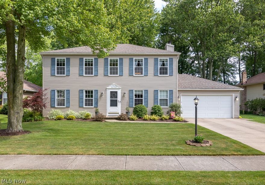 Move right into this beautifully updated 4-bedroom colonial on a quiet tree lined street in the Olmsted Falls school district.  At the heart of the first floor you will find the kitchen boasting newer cabinetry, tile flooring & Corian countertops complete with new stainless appliances. The open concept kitchen flows into the cozy great room & features a wood burning fireplace. The enclosed 3-season room is finished in natural wood & is the perfect spot to enjoy your morning coffee or a warm summer evening. The formal dining room opens into the living room which both feature gleaming hardwood floors & the updated half bath completes the first level. Upstairs you will find a large owner’s suite with walk-in closet & ensuite full bathroom featuring a new shower surround, vanity & fixtures. Three additional ample sized bedrooms along with the updated second full bath complete the second floor. The full finished basement offers plenty of room for entertaining or relaxing. Additional Features & Updates Include: high quality vinyl replacement windows throughout, glass block basement windows, new hot water tank (2022), exterior waterproofed basement with lifetime transferrable warranty from Buckeye Waterproofing. A one-year America’s Preferred Home Warranty is being provided by the sellers for total peace of mind. Schedule your private tour today!