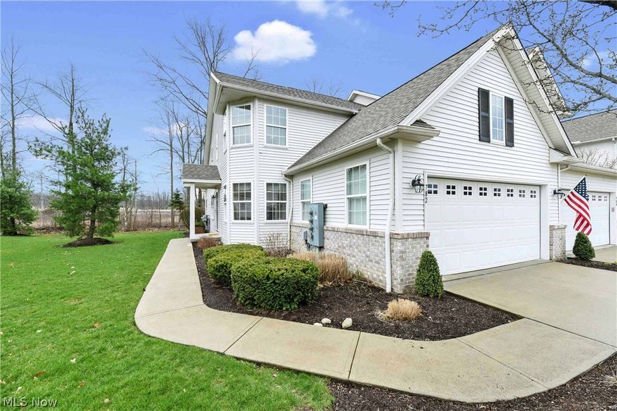 Welcome home to this amazing end unit townhouse that has all the maintenance free living for your convenience.  The 1st floor great room offers vaulted ceilings, gas fireplace, ceiling fan, carpet replaced about a year ago and sliders that lead to the patio with wooded view.  The kitchen has an eat-in area, 42" cherry cabinets, and all stainless steel appliances stay (dishwasher is less then a year old). 1st floor laundry/utility room with washer and dryer staying provides access to the attached 2 car garage. The 1st floor master bedroom offers a large walk in closet and a fully remodeled master bathroom with tile double head shower, tile floor, double sinks, new counter and added linen closet. Upstairs offers 2 more bedrooms and a finished bonus room that is currently being used as a 4th bedroom all with large closets.  The basement is partially finished with 2 walled off storage areas, the rest is ready to finish with your own personal touches. Radon Mitigation installed. Furnace has