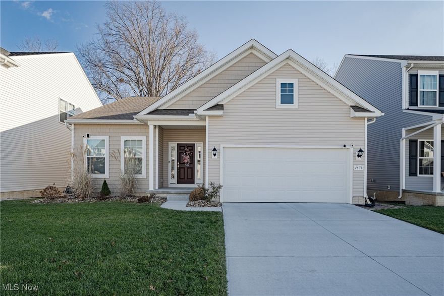 Welcome to 4631 Boulder Ln. – A Modern Ranch Gem! This 3-bedroom, 3-full-bathroom home offers over 3,000 square feet of total living space and is nearly new. It combines contemporary design with exceptional comfort. With an open floor plan and vaulted ceilings, the main living areas are bright, spacious, and perfect for gatherings. As you step inside, you're welcomed by a cozy kitchen featuring granite countertops, stainless steel appliances, and an island with a breakfast bar. The kitchen flows effortlessly into the dining area, which boasts sliding door access to the backyard, and the living room, bathed in natural light. The private primary suite, located just off the main living space, includes a generous walk-in closet and an ensuite full bath for added luxury. Two additional bedrooms and bathrooms ensure plenty of space for family and guests. The lower level is almost finished, offering a substantial recreational or family room, making it a versatile space for relaxation or entertaining. The beautiful exterior has been enhanced with Gemstone Lights, you can enjoy lights year around.  Don’t miss this move-in-ready home, combining style, functionality, and modern charm!