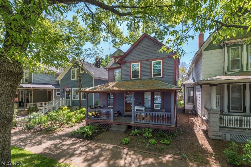 Fall in love with this timeless aubergine Victorian-craftsman gem situated in the heart of beautiful Ohio City! A classic up-down double this home features custom wood work, exposed two-by-six rough-cut lumber ceiling joists, newer lighting and original staircase have been restored to their original beauty. The updated kitchen boasts custom wood cabinetry, solid surface countertops, vaulted ceilings, newer appliances (all stay) and newer windows and doors that lead separate private back yards complete with covered porch, patio, fire pit, raised gardens, and path to outdoor private parking! An updated full bath with claw-foot tub, washer-dryer room and bedroom complete the first floor of this home. The second floor offers vaulted ceilings throughout with an open loft. Schedule your private tour today—keep in mind 24-hour notice is required.