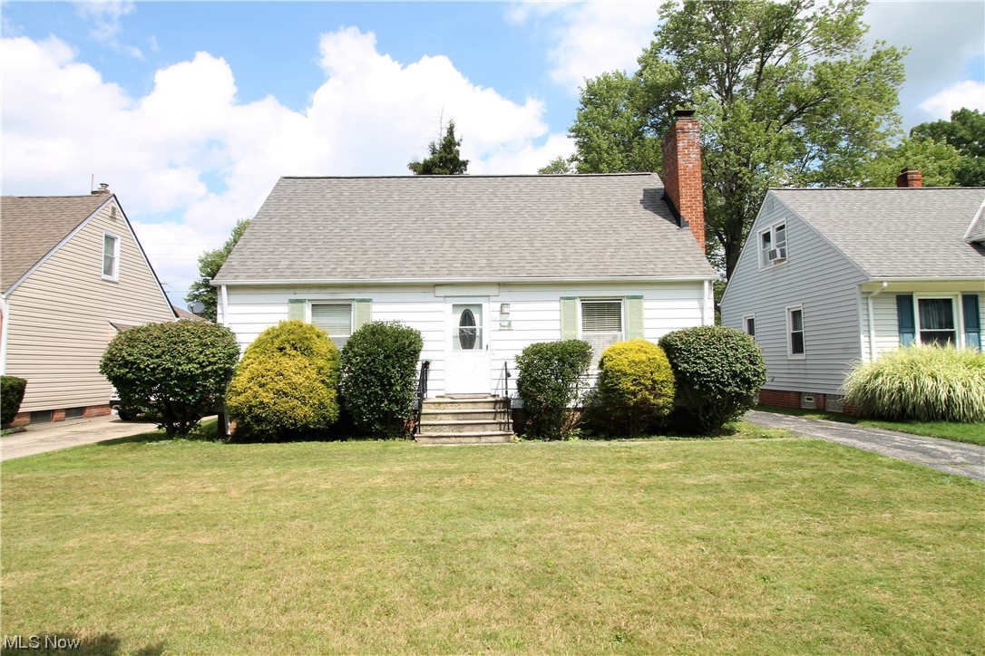 Welcome to this charming three-bedroom, one bath Cape Cod home conveniently located along bus route and close to shopping. Come on into the large living room offering a fireplace with mantle and large window to let the natural light to shine, beautiful wood floors throughout with the exception of the bathroom and kitchen, newer stainless-steel appliances, great counter space and lots of cabinets for all your storage needs. Dining room also has built ins for extra storage and updated lighting. The two bedrooms on the main level is equipped with a ceiling fan, and one bedroom has built-ins for extra storage and there is a full bathroom. Upstairs you have a large bedroom, office, rec room etc. Full unfinished waterproofed basement, newer furnace, HWT and newer A/C. Laundry area and utility tub. Newer 3D roof. Fenced large backyard with one car detached garage. This home has it all! Move in ready!