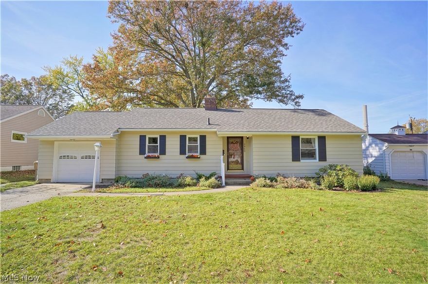 Beautiful & convenient ranch features spacious living room with wood burning fireplace as it flows into the dining room area - both with gorgeous hardwood floors.  You will love all of the windows allowing for an abundance of light.  Eat in Kitchen offers plenty of cabinet and counter space with all appliances conveying.  Two of the bedrooms feature double closets.  The partially finished basement is divided into two spaces - could be an office, exercise room, craft room - whatever fits your needs, offers full bath,  good storage closets plus the huge workshop is a bonus to work on your projects.   Enjoy the Fall days grilling out on your patio and enjoying the nice backyard.  Attached 1 car garage is extra deep.  Updates include:  October 2022: House exterior painted; August 2021: New Patio installed, front landscaping, stepping stone walk to back; May 2021: Two new windows installed in primary bedroom; May 2020:  Basement and downstairs flooring installed; Nov 2019:  Wood floors refi