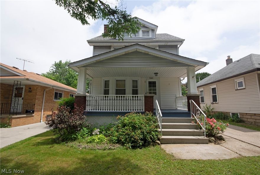 Excellent location on neighborly street near everything CLE has to offer!  Close to highways, downtown, nightlife, the shores of Lake Erie and more!  This fresh and lovely colonial has been lovingly cared for and updated from top to bottom. Starting with the sunny kitchen with generous pantry storage and appliances. The formal dining room features newer laminate flooring and built in china cabinets. French doors w/built in blinds lead to the spacious deck. Bathroom was updated, too! Kids and dogs will stay safe in the fully fenced back yard. Third floor bedroom could be a great kid's retreat with its built in bed and lots of storage. Homeowner used the third floor as a third bedroom.  Gather the friendliest neighbors around for cold drinks on a hot day on the recently rebuilt front porch. Glass block basement windows, updated electric panel and roof about 10 yrs old. Most windows have been replaced. Furnace & a/c approx 15 yrs w/ yearly maintenance.
