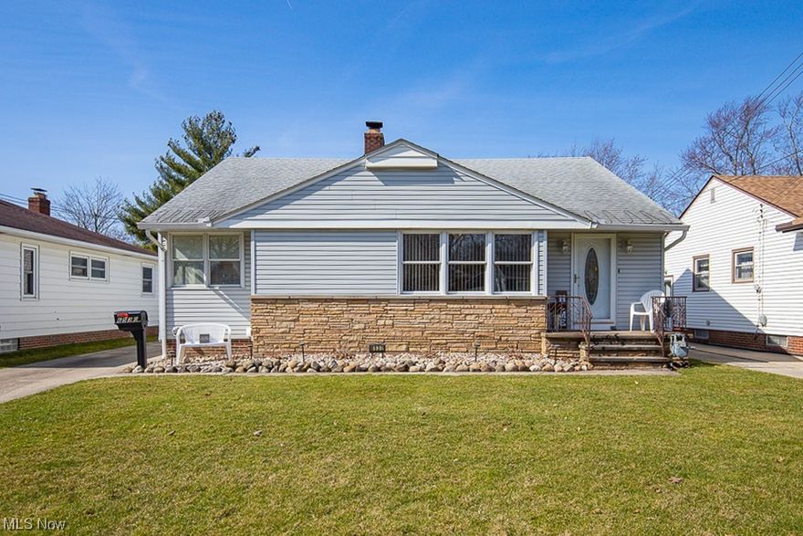 Welcoming One-Floor Living awaits You!! This Pretty Ranch-Style Home w/Bright Inviting Living Spaces is perfect for Entertaining! Charming Foyer w/Attractive Custom Front Door & Small Porch Entryway to greet Guests! Large Wonderful Living Room w/Windows Galore & a Radiant Brick Woodburning Fireplace to cozy up to! Sparkling, Sun-filled Eat-in Kitchen fully equipped w/Appliances, Lovely Eating Area w/Corner Windows & Built-in Blinds + a Generous Pantry & Broom Closet! Three Spacious Pampered Bedrooms to Enjoy & Retreat! Spa-like Full Bath w/Separate Soaking Tub & Marblelite Shower! Hardwood Floors are available under most Carpeted areas. Owners Bdrm has Newer Paint & Carpet in 2023! You’ll love the Finished Lower-Level Basement Spaces Waterproofed by BDry 2016 w/Glass Block Windows ~ Renovated Rec Room perfect for Family Gatherings! An Extra Room for Home Office/Gym/Playroom! Ideal Half Bath! & a Generous-sized Storage Room w/Mechanicals & Newer HW Heater 2016 + a Large Laundry Room! Spacious 2-Car Detached Garage just painted in Fall 2023! & the Many Additional Improvements Include ~ Newer Boiler 2023! Newer Roof 2013!! & Leaf Filter w/Warranty 2020! & Newer Gray Exterior Vinyl-Siding 2010!! A Lovely Maintained Home that gleams w/Pride of Ownership!! Situated in a desirable Sought-after neighborhood of Parma Heights just off Big Creek Parkway & Walking Trails, Shopping & Highway within minutes! Wonderful Community Conveniences & Amenities! Hurry! Be First to See this ‘SWEET HOME!!’ Make it YOURS!!