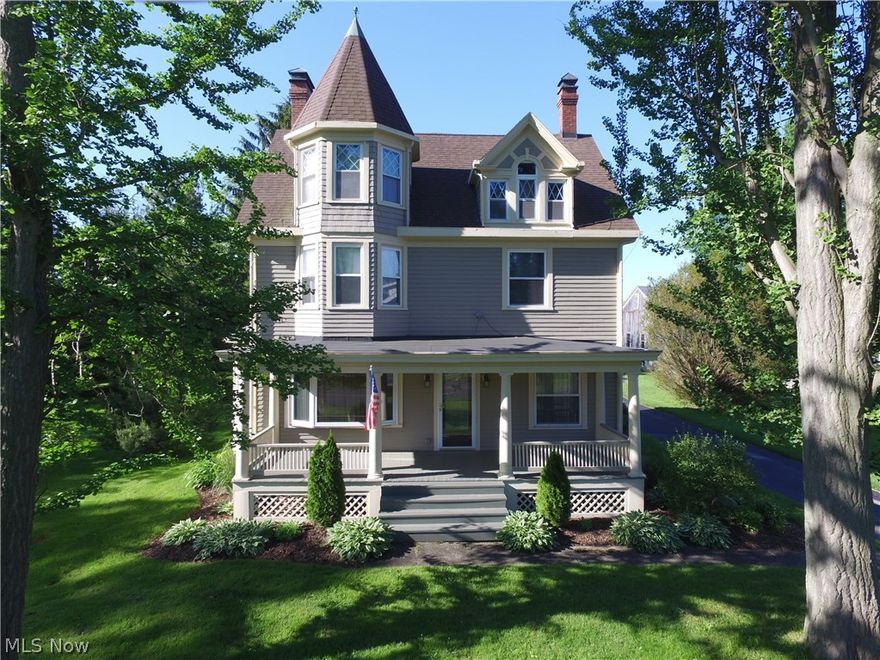 Stunning 5 Bedroom Victorian on 5.51 acres in the heart of Stow! Lovingly restored with tons of history, charm and character! Property was once a working farm - the grapevines, fruit trees, a small garden and walking paths still remain. Large, fully applianced country kitchen with custom built-ins and granite counters.  Bayed, Formal Living and Dining Room boast hardwood flooring.  Charming Sitting Room with french doors opens to the foyer. On the second floor you will discover 4 spacious bedrooms with hardwood flooring (one with an electric fireplace) and the main bath which has been completely renovated. The third floor has been transformed in to a fabulous Master Suite with beamed ceiling, 8 X 8 sitting area, and a spectacular bathroom with heated ceramic tile floors, ceramic tile shower and full wall of closet space. The basement features a summer kitchen and the laundry area. This home is filled with quality workmanship! Newer roof, furnace and A/C (2008), hot water tank (2012), E