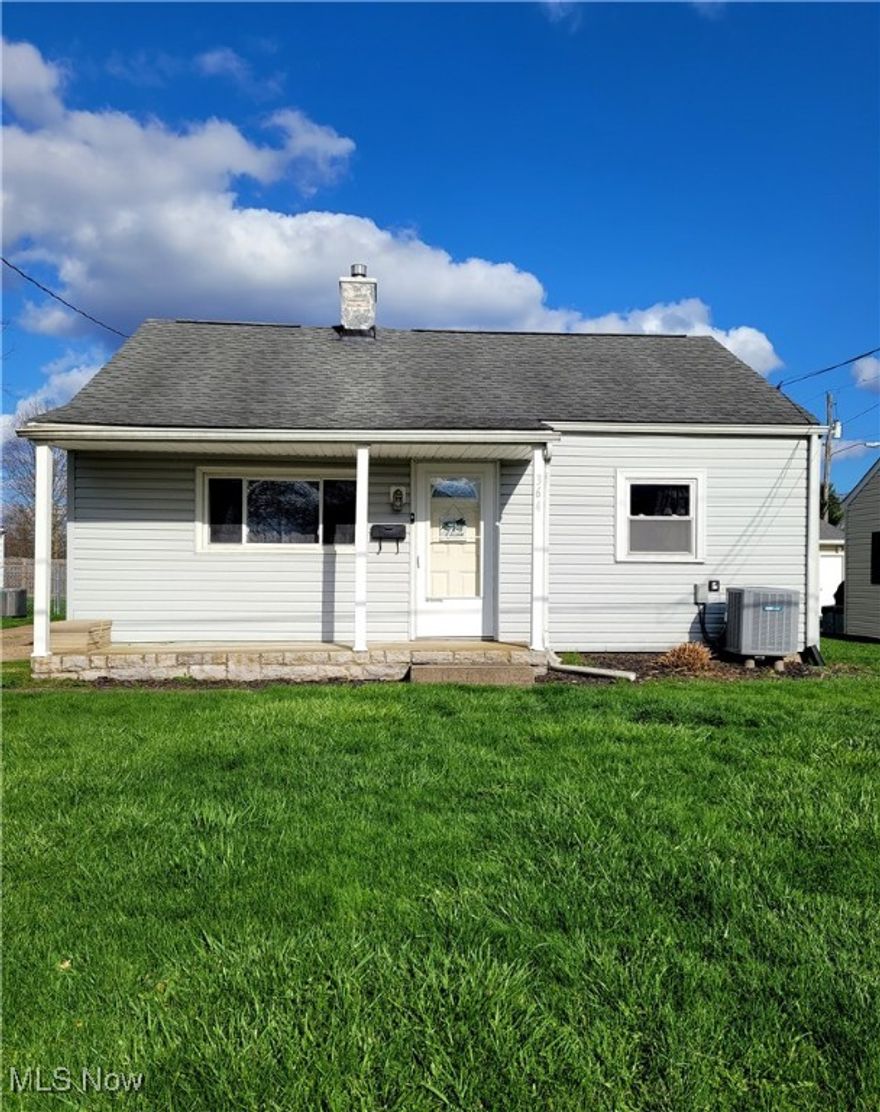 Charming and move-in ready 2-bedroom, 1-bath home filled with natural light! This cozy residence includes a fully-applianced kitchen with stove, refrigerator, washer, and dryer. The first-floor laundry adds convenience to your daily routine. Step outside to enjoy a covered back patio overlooking a generously sized yard, perfect for relaxing or entertaining. A detached 1-car garage offers additional storage or parking. Major updates include the roof and siding in 2009, a new garage roof in 2020 and hot water tank 2025. Perfect for first-time buyers, downsizers, or anyone looking for a low-maintenance home with comfort and convenience.