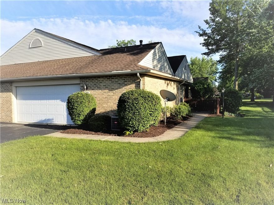 Splendid single level, ground floor condominium in Elyria features 2 bedrooms, 2 baths, and an attached two car garage. Central AC and gas forced air heat. Appliances include refrigerator, stove, dishwasher, garbage disposal, washer, and dryer. Plenty of storage space includes a hidden storage room behind the living room coat closet; both a utility room and a work / storage room access from the garage, and a separate room for washer dryer behind the hall bathroom. Semi private rear patio at the main entrance. Many upgrades in recent years to include a complete remodeling, new furnace and AC in 2019 and water heater in 2023.