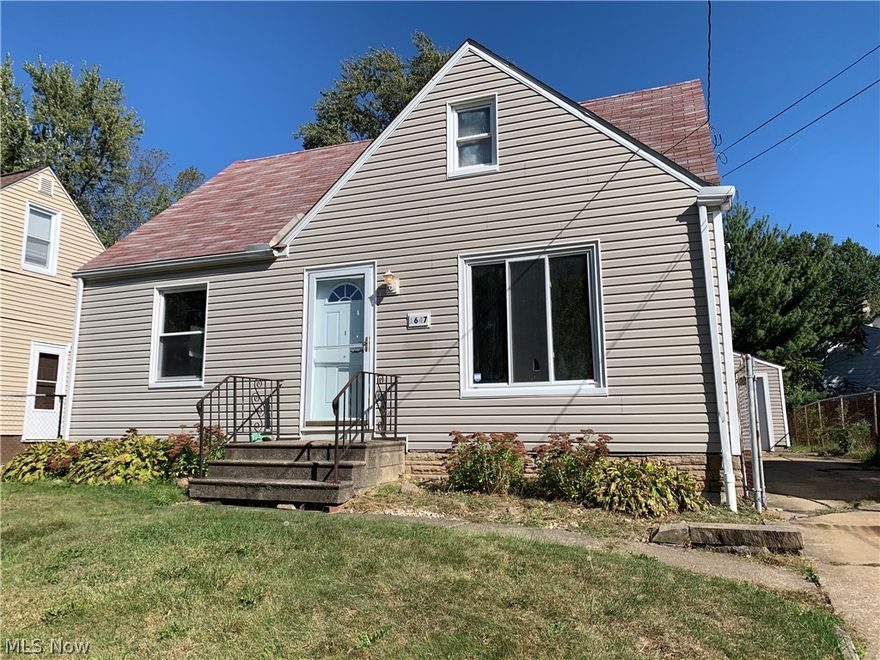 Three bedroom home conveniently located with easy access to highway.  Some parque and hardwood flooring provide a unique and appealing.  Detached garage is clean and provides good space. Property is sold AS IS.