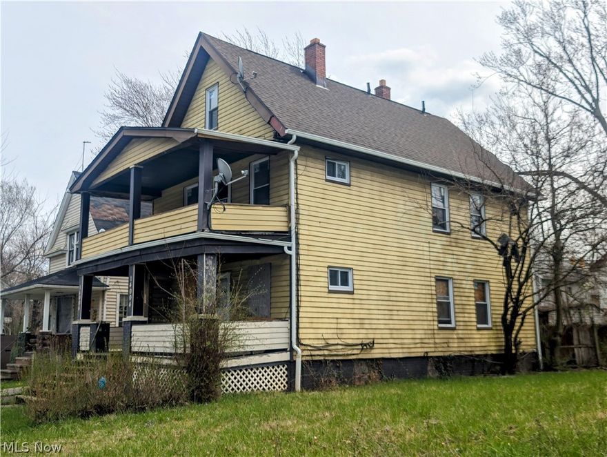 Investors looking for $$$ Flow, Look no further.  Many major items completed...finish this home and have multiple rental streams of income!!!  Brand New Roof and Gutters, New Windows, New Electrical Roughed In both inside and outside, and some PEX plumbing roughed in.  House has the potential for 2 Bedrooms and a Full Bath on 1st Floor, 2 Bedrooms and Bath on the 2nd Floor and 2 Bedrooms and a Bath on the 3rd floor.  At least a double and it could be a Triplex.  According to the Cuyahoga Metropolitan Housing Authority (CMHA), the payment on a housing voucher in Cuyahoga County for two bedrooms up to $1108 and for a 4 Bedroom up to $1528.00.  With a 2 Bedroom/1 Bath on the 1st floor and a 4 bedroom on the 2nd and 3rd floor...this could be a rental workhorse!  House is down to studs on much of the 1st, 2nd and 3rd floors, so you will need a good drywall and finish carpenter in addition to your license trades to finish.