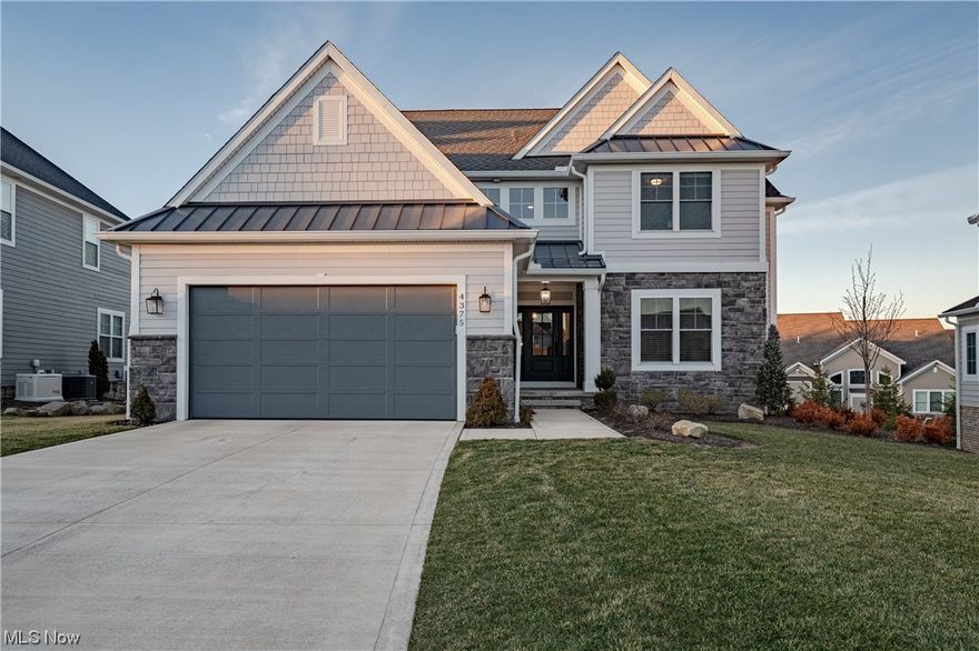 *Open House Cancelled* Situated at the end of a cul-de-sac in the highly sought after Sterling Lakes development lies this impeccable modern colonial. Just built in 2022, this stunning home features over 4300 square feet of living space with features including soaring vaulted ceilings, plenty of natural light and high-end finishes throughout. The front door opens into a light and airy foyer that features stylish board and batten walls. Straight ahead is the truly remarkable living room. Here you will find a vaulted ceiling, a breathtaking fireplace, and a trendy modern chandelier. The living room is open to the well-equipped kitchen, where you fill find a full complement of high-end appliances, a large center island with a breakfast bar, quartz counters, and a delightful tile backsplash. The kitchen flows seamlessly into the dining room that boasts 3 walls of windows and a sliding glass door to the back deck. On the other side of the home is the first-floor primary suite. Here you will find a generously-sized bedroom with a tray ceiling, a walk-in closet, and a spa-like ensuite full bath. A powder room, laundry room, mudroom, and an office off of the foyer complete the first floor. Upstairs, there is a large loft area that flows into three bedrooms. One bedroom includes an ensuite full bath, and the remaining two share another full bath. The full, walk-out lower level includes a very spacious rec room, a fifth bedroom, and a fourth full bathroom. Outside, there is a back patio and a fantastic back deck. Fantastic location just minutes away from schools, highway access, and all of your shopping needs. Don’t miss this one - it will go fast!