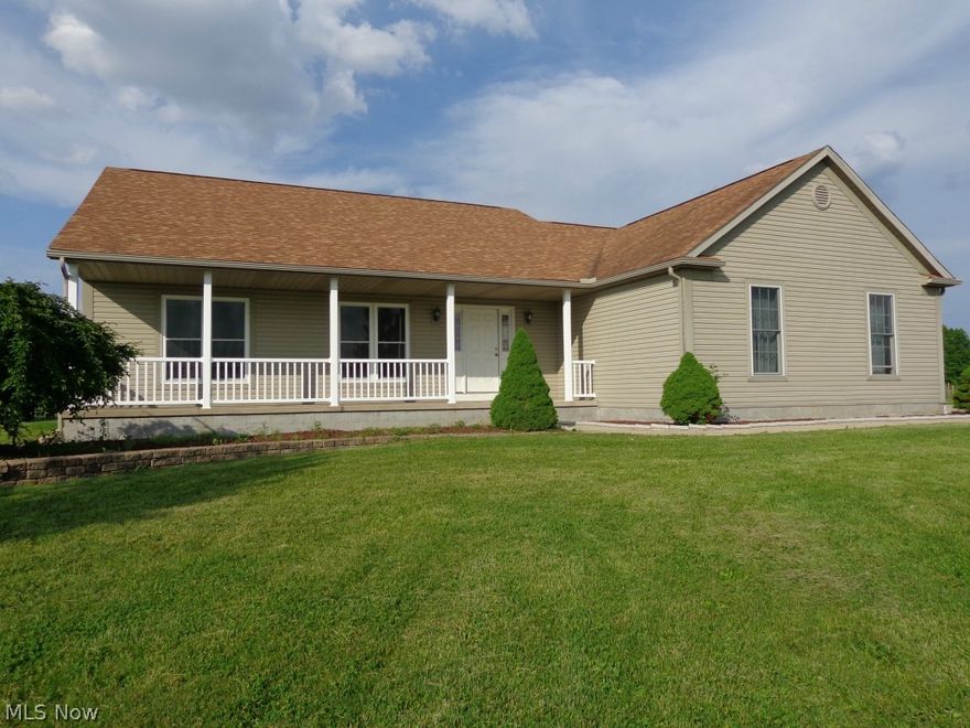 Welcome to this lovely 6 acre Ranch set back on a meticulously maintained hill. This home features a 1st floor master suite w/full bath and walk in closets along with hardwood laminated floors. 2 Extra bedrooms on opposite  side of house w/another full bath. Large eat in kitchen that opens to dining room w/views of private backyard. Over sized living rm has new hardwood laminate that extends down the hall and into the master bedroom. Home has been freshly painted throughout, new Pella Windows (Thermaster), 2 car attached garage, 2 car detached garage, large 28x18 rec room in lower level. no *Mineral rights Available*