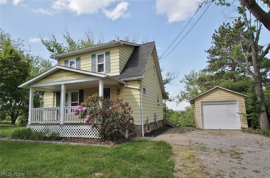 This property with 2.81 acres with some woods , 2 bedroom and 1 and half bath  , 1st floor laundry , remodeled family room and kitchen , with a private back deck and a large 1 car garage.