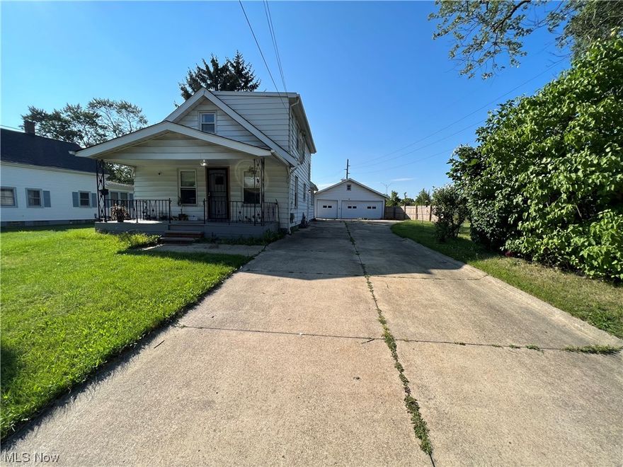 Welcome Home! Situated on a massive corner lot, with a large garage (5+ cars/additional storage/etc), and great sized yard, this home is awaiting its new owner! Inside the front door you'll find the living room along with an eat-in kitchen. There are two bedrooms and a full bathroom with plenty of storage and closet space as well! Upstairs holds the largest bedroom or additional recreation room. The basement is unfinished and has an additional full bathroom as well. Plenty of potential, just needs a little TLC! Extra parcel (0.15 acres) including in sale.