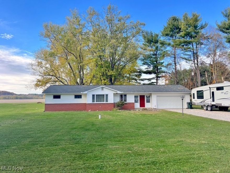 Beautifully maintained ranch home in the Indian Valley school district with stunning sunset views. This home has 3 bedrooms, 1 bath, and is perfectly situated on 1.64  level acres of peaceful countryside. Enjoy easy one-floor living with the convenience of first-floor laundry and a 2-car attached garage. The kitchen has a built-in breakfast bar and includes the appliances. The bathroom has a double vanity, a new toilet, and has built -in storage. All 3 bedrooms have spacious closets. There is an attached breezeway that makes a perfect mudroom. There have been many recent updates that include a newer roof, new gutters and downspouts, some new carpet, a new well pressure tank, and a whole new 200-amp electric service with a generator hook up. Outside there is a full RV hookup and a back patio that is already wired for a hot tub. The owner is leaving all the inside appliances as well as the lawn tractor and equipment, the 3500 watt generator, the work bench in the garage and misc. tools. Whether you are starting out, downsizing, or looking for a country retreat, this home combines comfort, function, and beautiful scenery all in one perfect package.