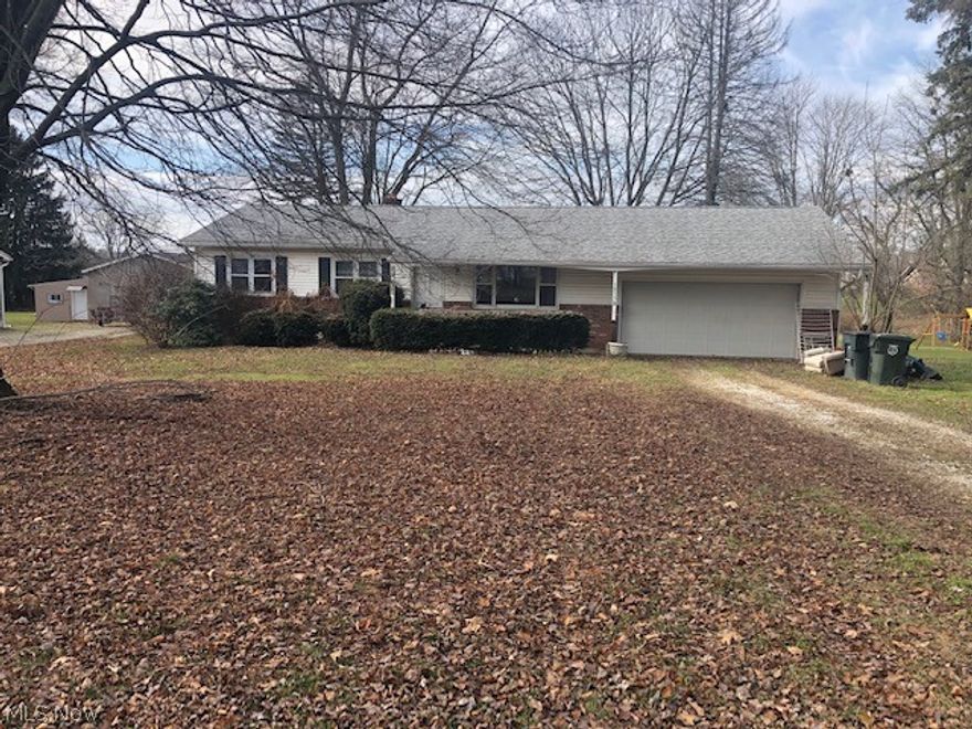 You will enjoy country living on just over an acre.  This ranch just needs a good cleaning and cosmetics to make it your home.  Large eat-in kitchen with plenty of counter space and pantry.  Spacious full bath on first floor.  Roof and gutters replaced in 2019.  Furnace installed in 2018.  Full, partially finished basement with wood burner.  Oversized 2 car garage and 16X10 shed offers plenty of storage.  The possibilities are endless!