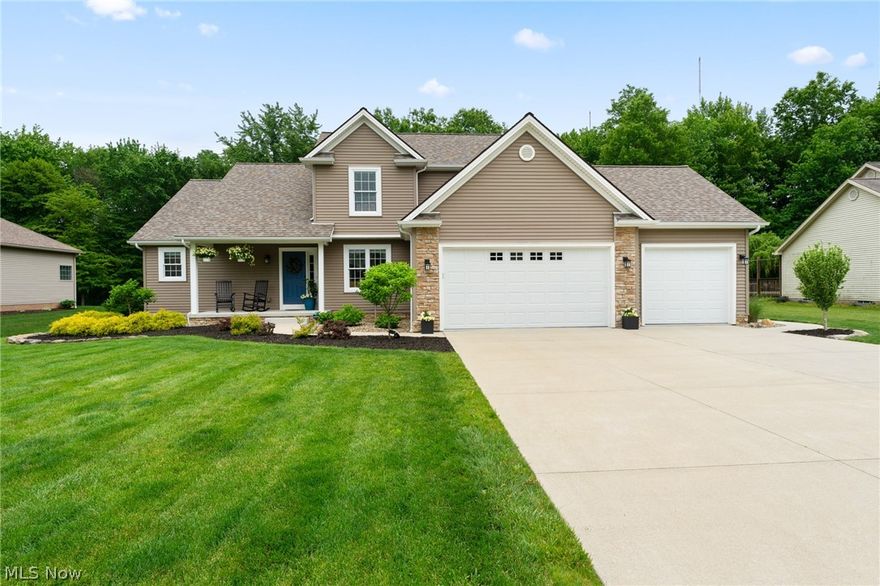 Drive in on the quiet dead end street and find this amazing 1.5 story home with something for everyone. First floor plays host to large owners suite with full bath, formal dining room (currently used as sitting room), large great room with wood accented wall and gas fireplace, large eat in kitchen with direct access to an amazing outdoor space (Hold that thought) and first floor laundry. 2 bedrooms and full bathroom round out the second floor. Partially finished basement that is pre plumed for full bath and plenty of storage. Amazing curb appeal with covered front porch, amazing landscape, 3 car attached garage and manicured lawn. Rear yard is an entertainer's dream with in-ground pool, full privacy fenced in rear yard with wrought iron looking fence around pool, concrete patio and deck.