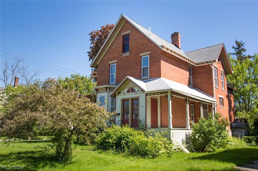 The Lyman Hall House is a stunning brick colonial with Victorian flare rich in Oberlin history! More than 2800 sq. ft. abound in this spectacular 4 bdrm, 2.5 bath home. Pass through the vestibule featuring beautiful French doors and into a grand foyer fit for the time period. To the left enter into a huge Music/Living room with 2 stunning bay windows, built-in bookcases, and gas fireplace. A gorgeous updated kitchen with tons of cabinets and storage, granite countertops, and stainless steel appliances. There is a nice size den with adjacent half bath and a large comfortable dining room. Upstairs you will find 4 nicely sized bedrooms. The Master bedroom has a beautiful bay window and walk-in closet with built-in organizers! Another bedroom could also be a “teen suite” with its own access to a full bath! The 4th bedroom is currently being used as an office/den. It has convenient access to the kitchen with a back staircase. There is additional space in the partially finished attic with gr
