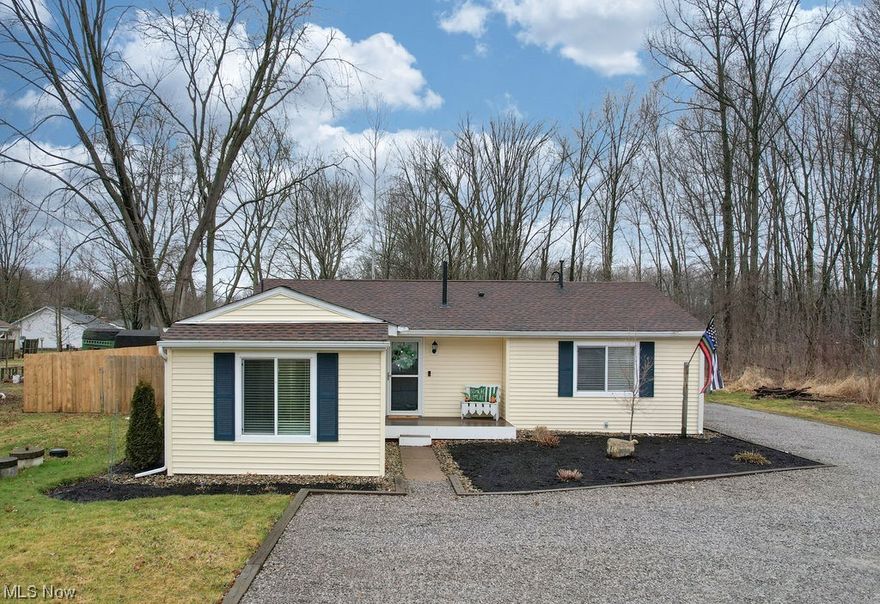 Welcome Home to 9324 Avon Belden Road in North Ridgeville! Step through the front door and you will notice that this open concept home beams with natural light! The high ceilings with recessed lighting keep the home bright and cheery even when the sun goes down! Step into the kitchen featuring granite countertops with a granite island! Off of the kitchen you have space for dining as well as a large living area! The primary suite is nicely tucked to one side of the home and includes it's own full bath with stunning shower! Additional two bedrooms with another full bath can be found off of the living area. The entire home is updated and modern! Out back you have your own private oasis complete with large patio. Also yours to enjoy is the oversized detached 2.5 car insulated garage with electric and automatic garage door openers to both sides. So many updates including a new roof 2019, new siding 2019, updated kitchen 2019, and hot water tank 2019. All appliances stay (including the washe