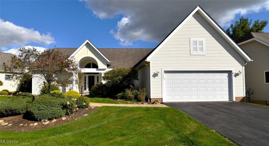 This beautifully one owner home features a spacious vaulted great room and kitchen that together serve as the heart of the home. It is perfect for relaxing, gathering, or entertaining. The kitchen offers abundant cabinetry and countertop space, including a charming coffee bar, stainless steel appliances, and a walk-in pantry. Enjoy direct access to the deck and patio; ideal for outdoor dining and gatherings. A formal dining room provides additional space for hosting family and friends. The large primary suite includes a walk-in closet and a private bath with a soaking tub and separate shower. Two additional bedrooms provide comfort and versatility. Much of the home showcases rich hardwood flooring throughout. The full unfinished basement features glass block windows, a workbench, and a full bath; ready for you to design your own space. A true gem that radiates pride of ownership throughout!