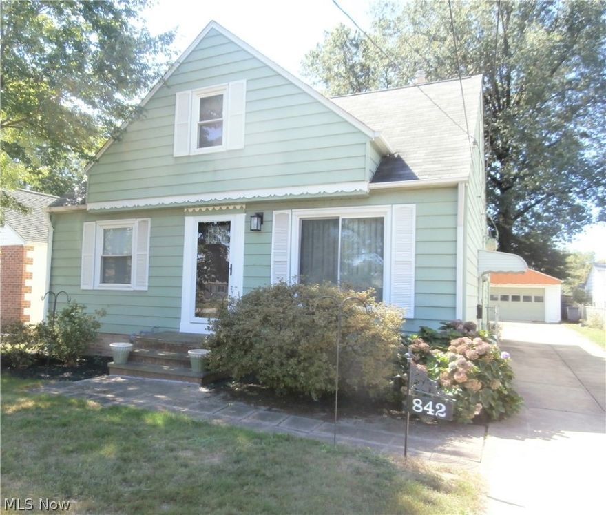 This one owner home has 3/4 bedrooms and 2 full bathrooms.    The eat in kitchen is huge and includes all appliances.    All hardwood floors in the Living room, large Master bedroom and second bedroom.  The 3rd bedroom upstairs also has hardwood floors and has an additional living area for an office, bedroom or sitting room.    Sellers have recently installed a new front picture window and also carpet in the lower level rec room.  Basement with glass block windows and washer and dryer also included.  Many rooms were just freshly painted.  Plenty of storage and you'll love the built ins.  The back yard is one of the larger lots in Wickliffe and boasts of fruit trees and privacy.  The 2 car garage has an extra area for more storage.  This home is close to schools, shopping and freeways.  Wickliffe POS has been completed.  Make your appointment today.