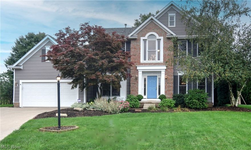 This 4 bed/2.5 bath Kingsbury Trace Colonial offers the quiet security of a cul-de-sac with a professional grade landscaping package nestled on a large lot adjoining a lovely pond. Updates include: new vinyl siding, new roof, new front door, new carpet on first and second floors, landscaping, and paint.
Enter through a bright and airy two story foyer perfect for your holiday decor! Off the foyer is the Study/Den boasting glass french doors and a large living room opening right into the dining room with an exceptional view of the pond. The kitchen is complete with an island/breakfast bar, lots of storage and an eating area with windows overlooking the deck/backyard complete with more tranquil views of the pond. Off the Kitchen is a half bath, laundry room, and the exceptionally large Family Room with vaulted ceilings and a gas/wood burning fireplace. Second floor features a spacious Master Suite including double sinks, jetted tub, shower, private toilet, and walk-in closet. There are t