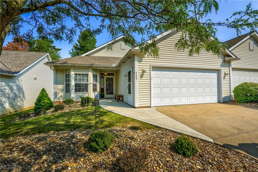 Incredible opportunity to become the next owner of this absolutely immaculate & spacious ranch style condo conveniently located in the Village of Seven Hills, a 55+ community.  A generous foyer greets you into the light filled eat-in kitchen complete w/ newer SS appliances, bay window, expansive granite counter tops, double sink & pantry.  9’ ceilings w/ gorgeous crown molding & plush new carpet is sure to please.  Dining room is perfect for entertaining guests & a cozy living room w/ access to your private patio to enjoy your morning coffee.  Master bedroom offers double closets w/ attached en suite w/ impressive linen closet.  Laundry room is ultraconvenient which offers even more storage.  Attached 2 car garage w/ newer opener, gas heater, additional storage, & attic pull down.  Roof has been recently replaced (covered by HOA) along w/ a newer water tank & smart thermostat.  This home is MINT and freshly painted in today’s colors for you to enjoy.  Make your appointment today to enjoy first floor living w/ no maintenance located near shopping, dining, & the 7 hills recreation center!