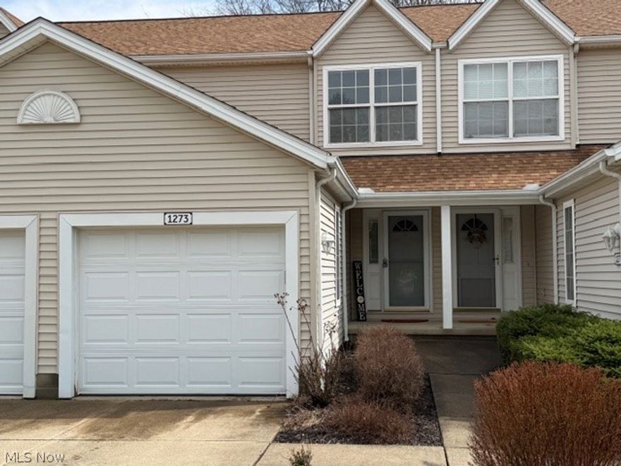 1273 Meadow Run.  Welcome to this beautiful Condo located in Copley.  Enter through your front door or garage and walk into your foyer.  You have a large Great Room, out the patio doors to your private patio overlooking the Pond.  Sit and enjoy your view.
In the kitchen you have all stainless steel appliances, which are staying and under cabinet lighting.  Enjoy your pass through for the outside view, eating at or as a buffet. New Luxury Vinyl Flooring and new baseboards throughout the first floor.  The two bedrooms are situated on the second floor and both rooms have vaulted ceilings and great closet space. The full bathroom on the second floor has access from one of the bedrooms. Don't forget about the full basement which has a full bath and waiting for your design to finish, also has high ceilings. The laundry room is in the lower level as well. This unit has been updated and is awaiting a new owner. Call to schedule a showing today to make this your new home.