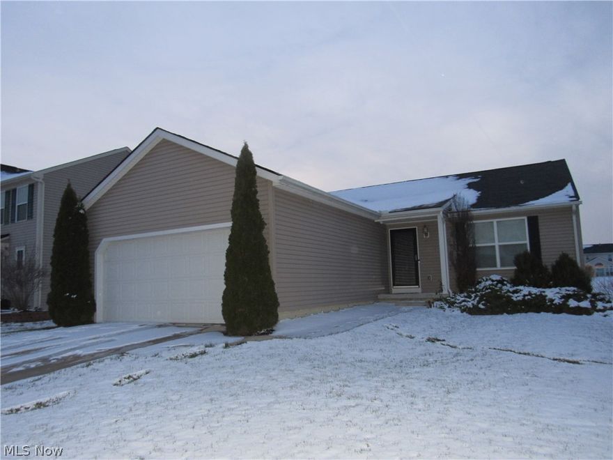 This fabulous three bedroom ranch home has beautiful views of the pond outside your patio door!  See the pride of ownership as you walk through the front door and enter the home. This home has vaulted living room ceilings throughout the first floor, which creates an expansive feel.  This continues into the eat in kitchen that boasts sparkling cabinets and counters. The kitchen also has tons of cabinets for storage and a peninsula that overlooks the eat in area, which is great for entertaining. The dining area with patio door overlooks the stamped concrete patio and the pond side lot. Three bedrooms and two full baths including a master suite w/ double closets and a private bath complete the first floor. The full basement is just awaiting your finishing touches and you could literally double the size of your (future) home with some refinishing. Don't miss out on this home! All you need to do is pack your stuff and move in!