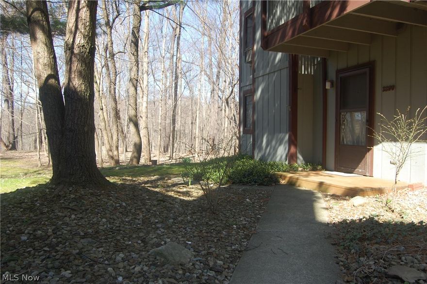 Well-maintained two bedroom condo located in Pine Mill Ridge Condominium Estates No#2.  Nice open floor plan offers bright living space and a wood burning stone fireplace. Lovely sun room could also be used for office space, and has sliding glass doors that open to quaint back deck and views of wooded setting. Efficient kitchen connects to dining area, featuring plenty of space for entertaining. The master suite has a large walk-in closet. An additional closet provides plenty of storage. You'll enjoy the convenience of the HOA, including heat, water, sewer, trash removal, landscaping, snow removal and more. Great location in Woodridge Local School District. One car garage. Easy to show.