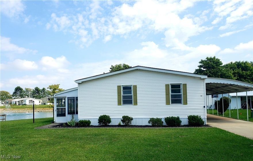 Welcome to this gorgeous lakefront (backyard), newly updated home located conveniently near i90 and i80 and local shopping in Pikewood Manor. This 2 bedroom, 2 full bath Manufactured home is the perfect spot to enjoy bird watching, boating, and fishing from the private dock located just outside of the enclosed screened porch. Pull into the attached carport which comes with sides to put up in the fall/winter time for privacy as well as a snow/wind barrier. Walk into your laundry room with a whirlpool washer and dryer, with storage, and a walk in pantry. Enjoy time entertaining in the open concept kitchen with appliances and plenty of storage. New carpet throughout putin as of August 2024 with many more updates. This is a must see, schedule your viewing so you don't miss out. .