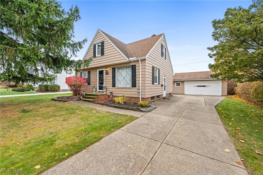 This could be your charming bungalow nestled on a quiet street, in a desired location. As you step inside, you're greeted by the warmth of hardwood floors that stretch across the main living areas. 2 bedrooms on the first floor and a nicely remodeled full bathroom. Your eat in kitchen provides your appliance that will stay with the home. Large 2nd floor bedroom with built in dressers and shelves and plenty of closet and storage space. The partially finished basement offers versatile options? A cozy family room, a home office, or even a game room for entertaining. There's ample space to customize and make it your own. The home has a newer furnace and A/C as well as washer and dryer included. Outside, a large yard awaits, providing a serene retreat where you can enjoy gardening, play, or simply relax in the fresh air on your floating deck. The yard is perfect for hosting summer barbecues or family gatherings and has motion sensor lighting. To top it off, the property features a large 2.5-car garage, offering not just a safe place for your vehicles, but also additional storage or workspace for your lawn and gardening items. This bungalow combines classic charm with practical amenities, making it an ideal home for those who appreciate both style and functionality. Just minutes to the highway, restaurants and plenty of shopping. Time to make this your new home. Seller is selling the home as is.