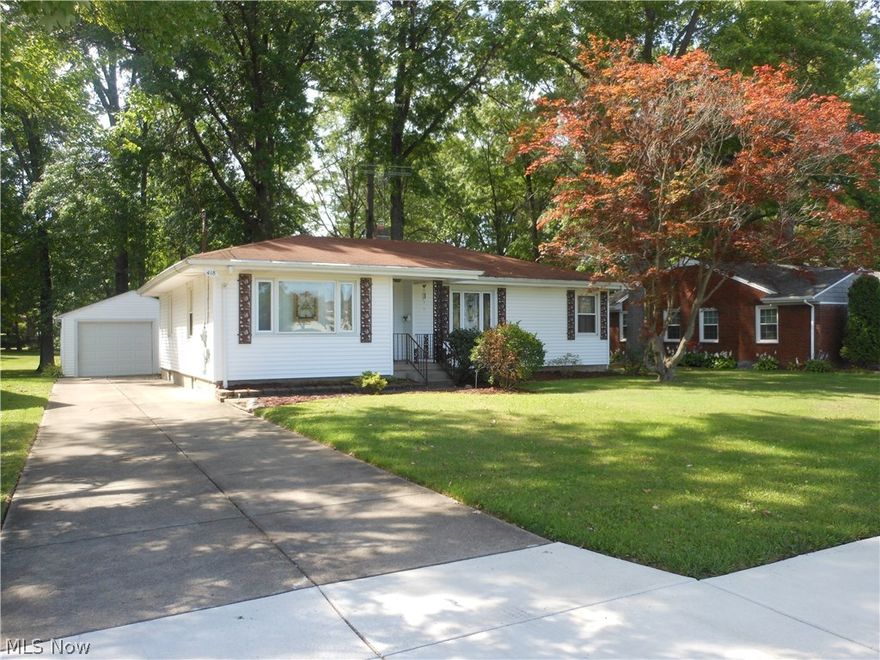 Immaculate ranch w/ beautiful treed backyard offers 3 BR, 2 Full Bath, updated kitchen & baths, all kitchen appliances stay, Beautiful Hdwd floors through-out, Rec. Rm in basement & 1 car garage w/attached shed on back for storage.  The home has good sized bedrooms, lots of storage w/built-ins, closets & full basement.  Newer windows, electrical box, garage door & more.  Don't miss this lovely home.  Home Warranty.