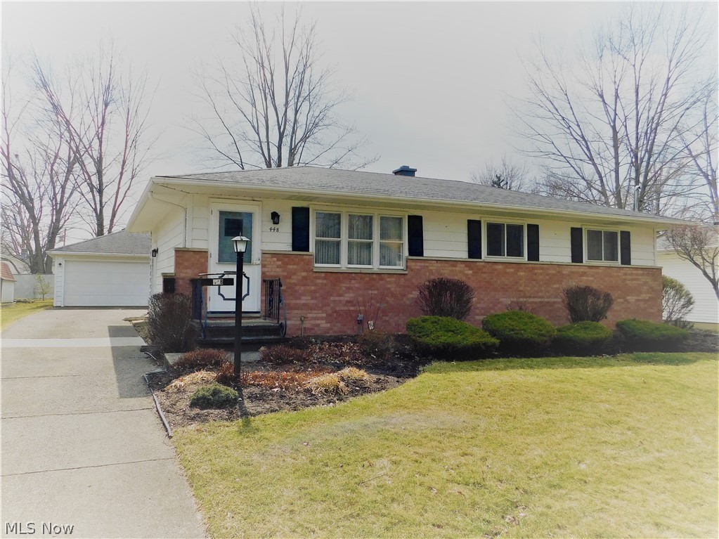 Adorable Elyria Ranch with a 2 car detached garage. Hardwood floors in the 3 bedrooms and living room. Newly converted Shower remodel in the Bath Room. All appliances stay and home is move in ready. The basement has a bar and ready for a new man cave. There is also a 2nd bathroom in the basement with shower.