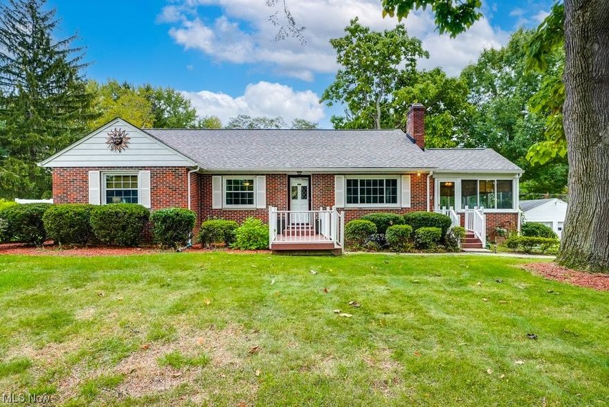 Charming Brick Cape in Hudson with a 1.17-acre lot. This 4-bedroom 3 full bath home has so much to offer. You will feel the charm as you enter the home. The spacious living room has hard wood flooring and a cozy fireplace. There is a formal dining room with a bar area, separate but very convenient. The eat-in kitchen has been totally updated with a tile backsplash, custom concrete countertop and ceramic flooring. The appliances will stay. There are two bedrooms on the main level. The primary bedroom has an attached full bath with walk in shower. The is a second updated full bath on the main level. The sunroom off of the living room is the perfect place to relax and enjoy the natural light. On the second level are two more bedrooms with extra storage. You love the huge rec room on the lower level with a full bath and a bonus room. The bar area has a custom hammered copper top, a wet bar and refrigerator. Plenty of storage as well. Let's not forget the backyard oasis! There is a beautiful patio area and 16x32 inground pool for entertaining or your private enjoyment. The dressing room located off the patio comes in handy for guests and pool supplies. There is also a fenced garden area already in place. The detached garage is 22x30. Some updates include Roof 2020, updated windows, updated electrical box, glass block windows, new garage door, new pool heater and filter, pool liner is 2017. Home warranty provided by seller
