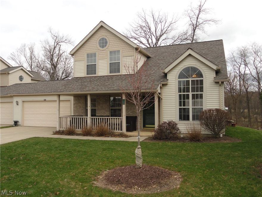 This might be the condo you've been waiting for. Here's an end unit with sharp curb appeal and a  welcoming front porch that's large enough for a seating area. Two car garage and double concrete driveway.  Bright living room w/vaulted ceiling and custom decorative windows opens to the formal dining room Applianced kitchen w/large dinette with cathedral ceiling and sliders to the deck porch that overlooks a large lawn and lightly wooded nature preserve. First floor laundry, 1st floor master w/full bath!  2nd level features large bedroom w/vaulted ceiling, a third bedroom plus a full glamour bath with garden tub and separate shower. Ideal location is close to the highway plus potential membership to swimming and workout room.