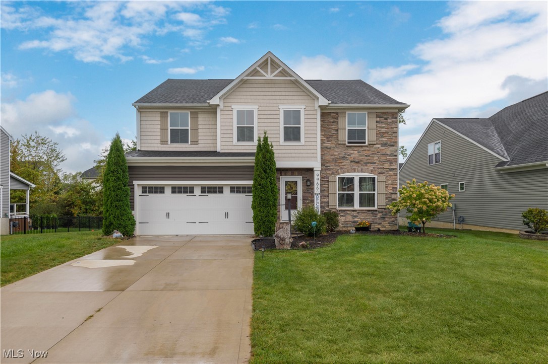 Welcome home to 9966 Ethan Drive in this NEWER CONSTRUCTION build. Boasting Four Bedrooms and Four Baths, this Modern Colonial with over 4,000 square feet of living space will meet your every need of an abode! In through the oversized foyer, sits a living room, dining room and mud room space adjacent to the attached two car garage. In through the next entryway sits a stunning, oversized kitchen with a massive island and breakfast bar seating with recessed lighting throughout. Granite countertops, stainless steel appliances, an abundance of cabinet space with a walk in pantry will be every chef's desire ! The sleek open floor plan proves evident with the morning room off of the back. There are tons of windows and a sliding glass door leading to the back yard perfect for entertaining ! Back inside, a large family room with, a private office space and a bathroom complete this level. The space upstairs will not disappoint with the amount of space and fresh paint throughout (Sep 2025). The massive primary suite with tons of light boasts his and her closets, an updated walk in shower and a double vanity. Another two bedrooms and a full bath are adjacent to the bonus room! Can be used as a study or den/loft area. The last bedroom with a private en-suite bath and the convenient second floor laundry room complete this floor. The finished basement with Luxury Vinyl Plank will provide ample space for gatherings, entertainment, hobbies, or even add a home gym. Additional rooms provide ample storage. Being a 2018 build, enjoy stress free living with all newer major mechanicals and exterior/interior construction. Call your favorite agent and book a tour today!