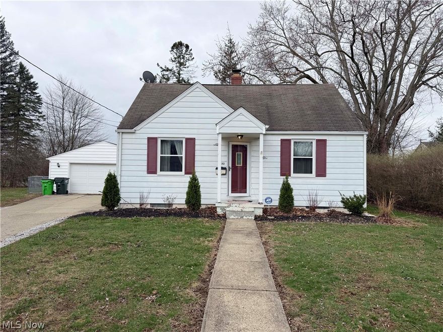 Clean, move-in ready Cape Cod in a convenient North Canton location. Easy-keeper home features a spacious 24x26 oversized two-car garage and concrete driveway, all situated on a quarter-acre lot with a large fenced-in backyard, perfect for pets, play, or entertaining. Inside features a bright front living room, an eat-in oak kitchen complete with appliances. The main level offers two comfortable bedrooms and a nice full bath. The entire upper level features the third bedroom. Full basement includes a finished family room with cozy gas log fireplace, as well as laundry and utility areas. Forced air gas furnace, central air, updated breaker electric, public water, and sewer. Overall, well-maintained condition. Great opportunity for homeowners - convenient to everything North Canton has to offer.