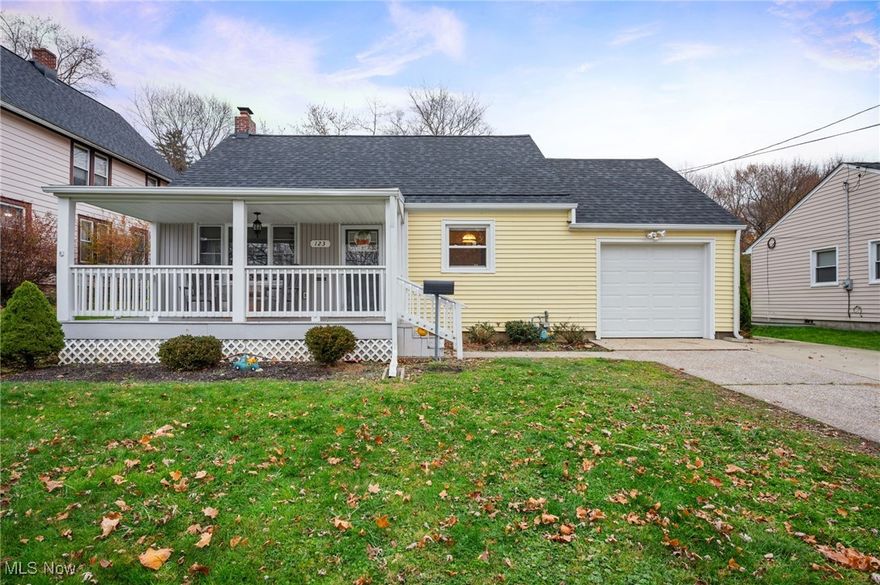 Welcome to this beautifully updated bungalow located in the heart of downtown Chardon, just a short walk to charming local shops and the scenic bike path. This inviting home offers three bedrooms, one full bath and was fully remodeled in 2017, blending modern updates with timeless character. A new roof(2014) adds peace of mind, and the interior features gorgeous natural hardwood flooring, an open and airy layout, and a cozy front porch perfect for relaxing. The bright eat-in kitchen showcases white shaker cabinets and tasteful finishes. Upstairs, you'll find a spacious loft area - ideal for a home office, reading nook or extra storage - along with a third bedroom. Hardwood floors lie beneath the carpet on the second level, offering additional potential. The one-car garage includes a door that leads to a beautiful, private backyard, perfect for fires, gatherings, or quiet evenings outdoors.  Don't miss your chance to live in Chardon Village, known for its excellence schools, strong community feel, and unbeatable location.