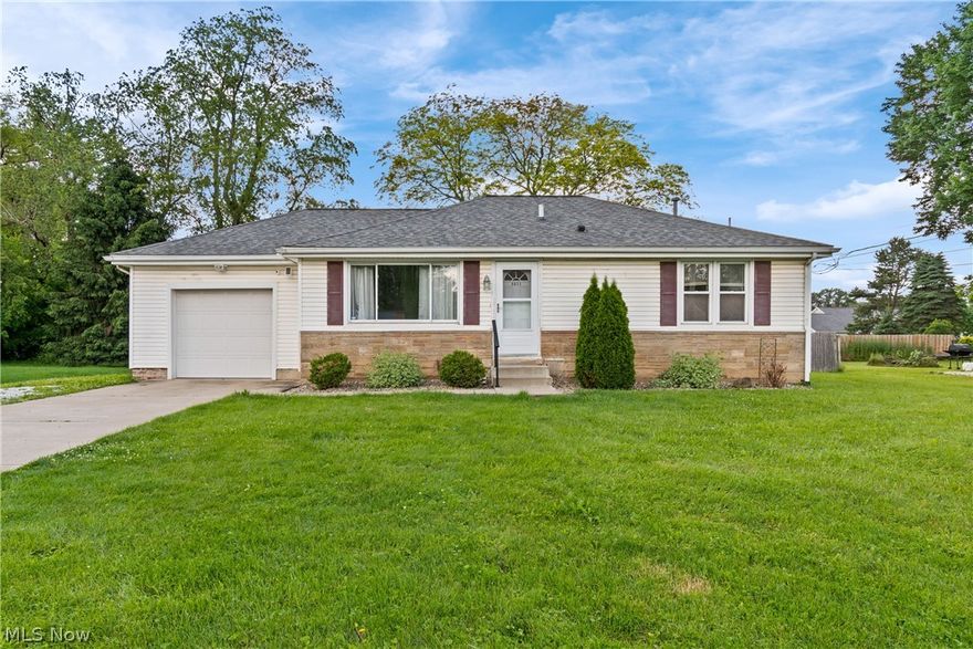 Check out this charming Ranch home featuring 3 bedrooms and 2 full bathrooms. This home boasts cozy living spaces and modern amenities. This desirable home is perfect for first-time home buyers, those looking to downsize or anyone seeking a low maintenance lifestyle. Here is the list of updates: The kitchen appliances including the microwave, dishwasher and refrigerator 2020. The range is electric. New kitchen ceiling fan 2022. Filtered Drinking Water. New kitchen faucet 2023, New engineered hardwood flooring throughout 2023, New paint 2023, Full bathroom on main floor new counter top 2019, New toilet 2014, New shower head 2023, New bedroom fan 2022, Newer electric plates & electric box, Water Softener 2017, Hot water tank 2022, Safety glass block windows, New AC 2013, New roof 2020 and the 2nd full bathroom in the basement was added in 2015. There are hardwood floors under all the floors on the main level and the Seller is leaving the 3 1/2 boxes of engineered hardwood flooring for the buyer. The basement was waterproofed by the prevous owner.