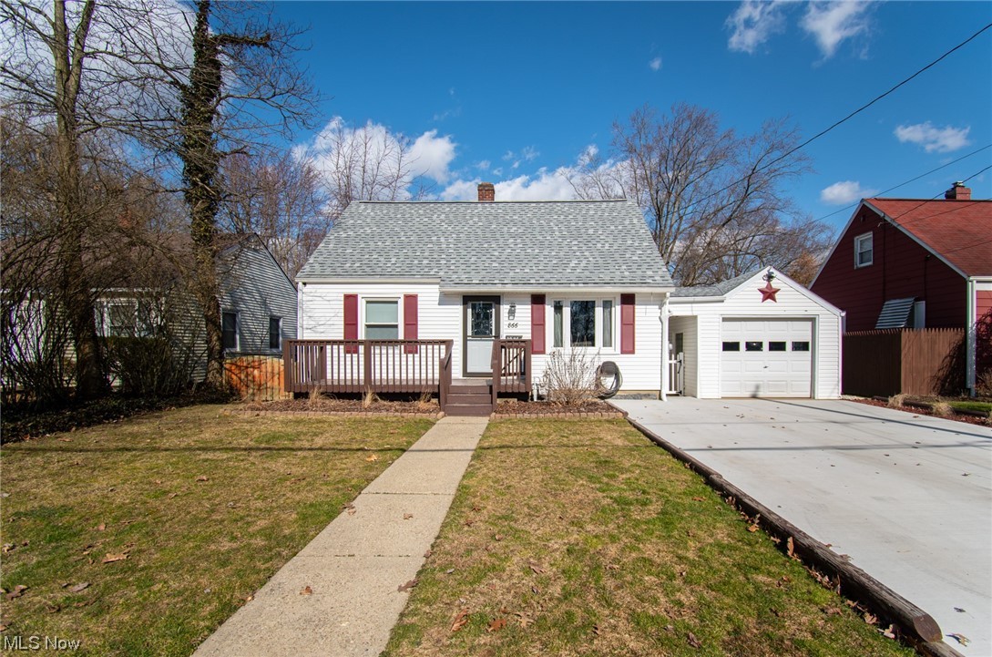 Fall in love with this beautifully updated, and meticulously maintained cape cod conveniently located in Ravenna! As you enter, you'll be wowwed by the wood look LVT flooring and abundance of natural lighting in the living room. Around the corner, you will find two bedrooms on the main floor, full bathroom and eat-in kitchen with top of the line appliances that stay! Upstairs, the third bedroom features tons of storage space with deep built-in drawers and a wall of closet space. The partially finished basement offers additional living space to add a second TV room or play area. From the kitchen door, you will walk through the covered breezeway to find the extended garage with electric, which includes built-in work bench, and has additional storage shed behind garage. The spacious back yard includes a playset, garden area, and firepit. Updates include: LVT flooring 2022. All new doors at entry, side door and garage man door, Roof 2022, HWT 2013, A/C 2018.