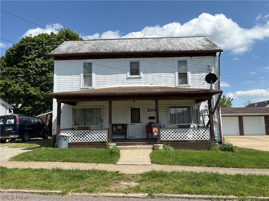 Two story home in Woodsfield on a 1/3 of an acre +/-.  Home in need of some TLC.  Carport partially closed in. In front of a 20 X 40 Pole Building.  The property also has a 12X16 Shed, carport, 12 X 25 Lean-To.  Nice level back yard, great space for gardens and is fenced in. 
The house has had some updates over the years. Kitchen, bath and living room.  Floors are updated.  
Nice room to left of entry way could be a fourth bedroom, or nice family room with sliding glass doors out to the back porch.  Upstairs offers three bedrooms and a full bath. 
One bedroom needs repaired.  
Sellers are reserving any gas and oil rights they may own.