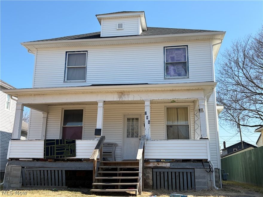 Nice Two Story in town on level lot with covered front porch, 2 car detached garage! Full basement, three bedrooms, one bath with large living room. Hi John, Extension attached, I'll keep you posted on his repairs. Public utilities. New Roof and siding in 2024. Rented for $875/Month.