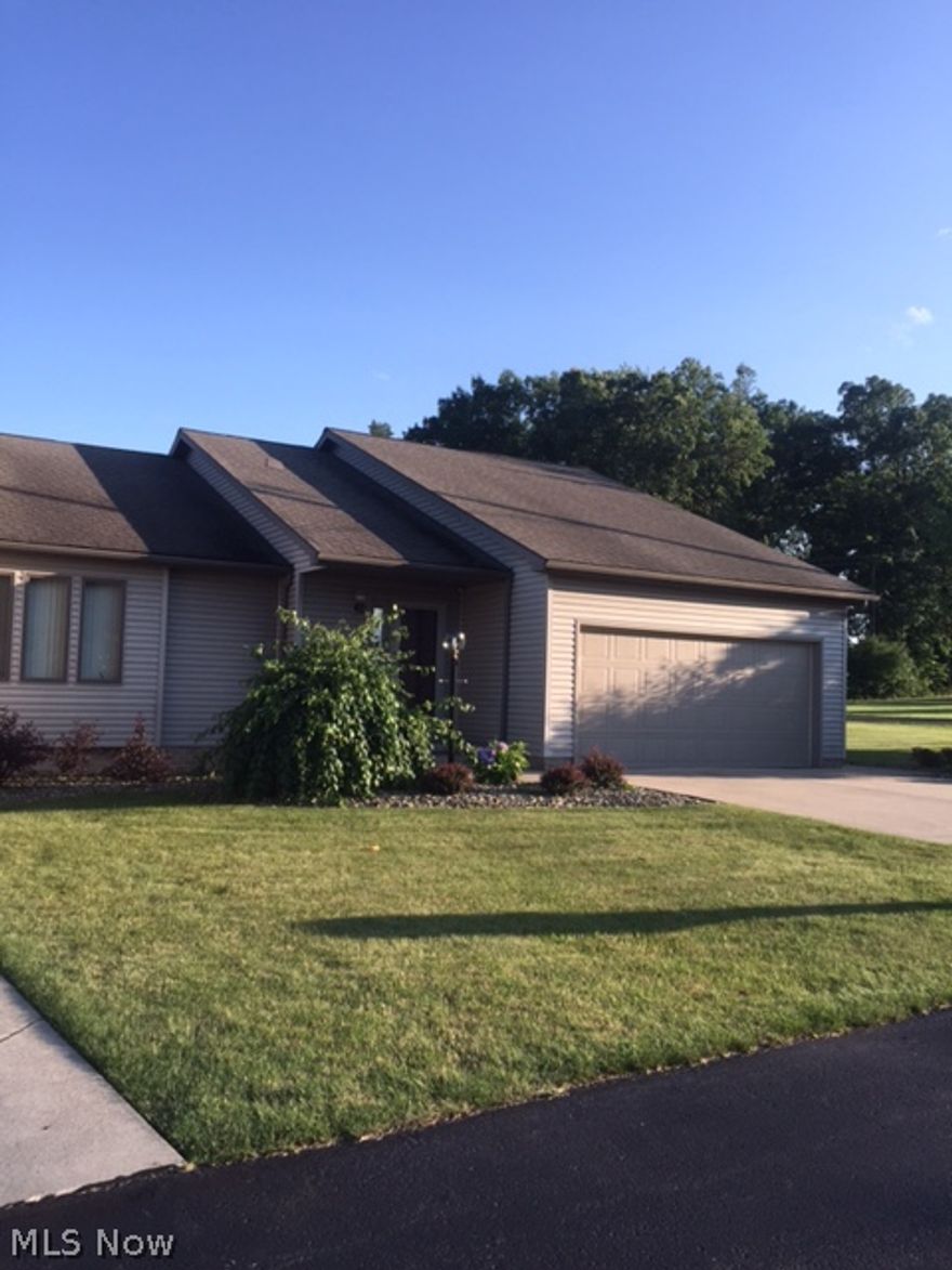 Lovely 2 bedroom, 2 1/2 bath Ranch Condo w/attached 2 car garage. Partially finished basement (w/1/2 bath), patio with Sunsetter retractable awning.  All appliances included plus washer & dryer.  Double closets in master bedroom.  Blinds stay.