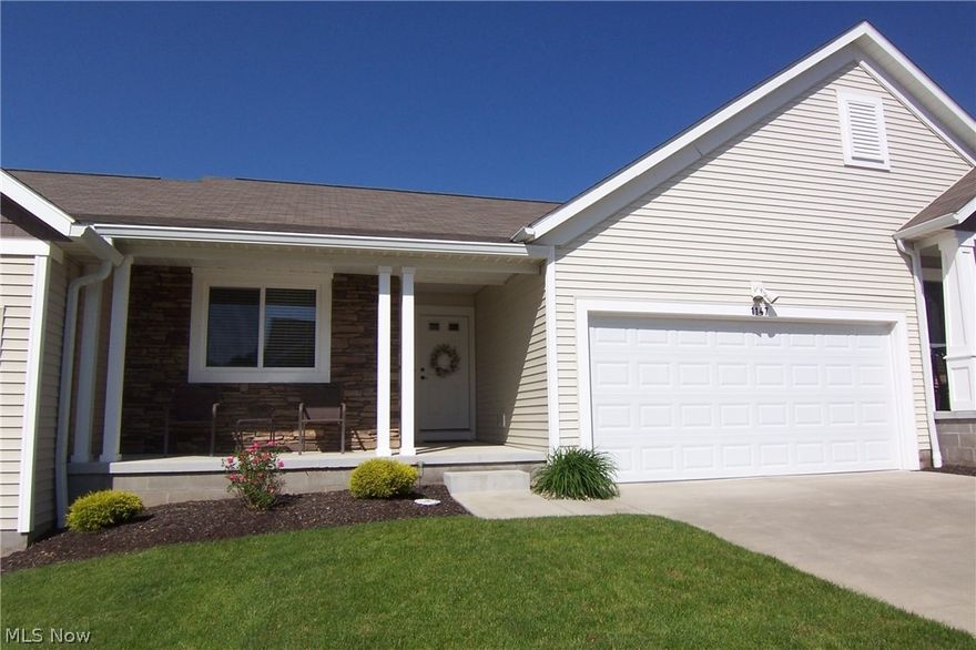 Gorgeous, like new condition! Ranch style condo with finished walkout basement! Cathedral ceilings in great room & master! Deck off eating area with great view! Private patio off finished basement family room! Plumbed for 3rd bath and roughed in for 3rd bed or office! Open concept! Stainless appliances! 2+ garage and 1st floor laundry! Sound proof insulated walls! Rough plumbed for radon if needed.