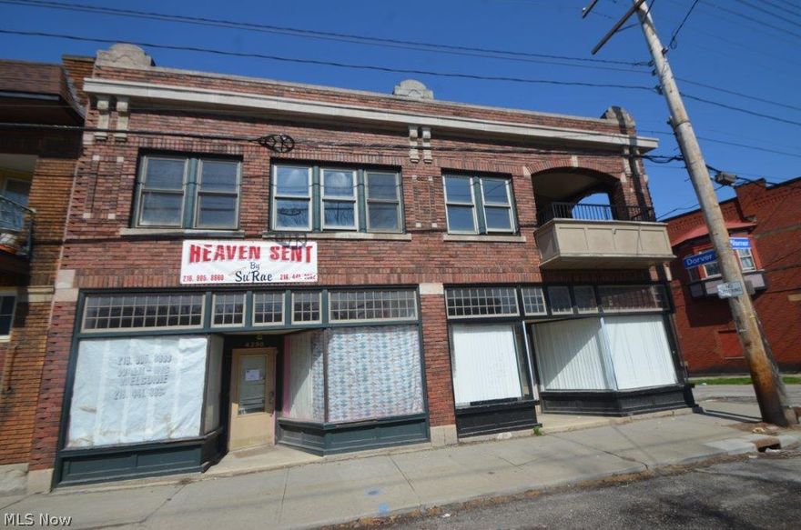 Six units and 2 storefronts apartment building.  There is individual heat and electric for each unit.  The same water meter is used for the entire building.  There is also 3 full, unfinished basements. (approximate SQFT)  Unit 1 is 500 sq. ft. and has 1 bedroom. Unit 2 has two bedrooms and is approximately 800 sq. ft.  Unit 3 has one bedroom and Unit4 is 900sqft and has 3 bedrooms and Unit 5 has 3 bedrooms and 1000sqft and unit 
6 is 2 bedroom with 800 sq. ft. of space.  Unit 7, commercial storefront has 900 sq. ft and Unit 8, commercial storefront has 900sq. ft.(again sqft is approximate) This is located close to I-77 South, shopping, and industrial park.