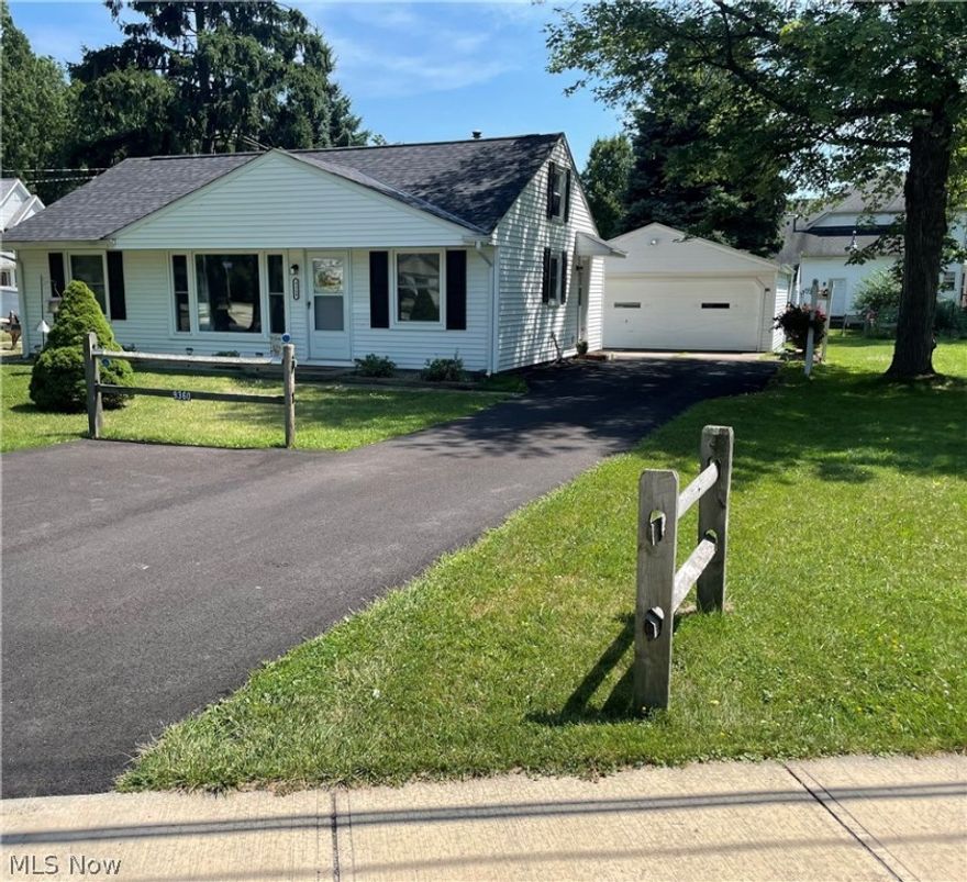 Beautiful Ranch style home on a Large corner Lot! This three bedroom one bath home features a spacious living room with large Picture window, dining area with lighted ceiling fan, and updated kitchen. Kitchen includes all appliances! Laundry area with bi-folding doors, cabinet, and washer and dryer included. Three bedrooms are comfortable with lighted ceiling fans and closet space. All newer windows throughout the home provide plenty of natural lighting! Full bathroom has a newer surround tub.  Newer AC Unit for those hot summer days! New Roof and gutters, facial downspouts with sure-flow covers! Check out the list of many updates in the supplements. The attic has two regular sized windows, light and outlets, plywood floored and offers a large amount of extra storage space. There is a 21 X 21 detached two car garage with workbench and shelving. Mature trees and flowering shrubs provide privacy and shade for the nice size yard. Backyard provides plenty of space for a fire pit, raised bed garden and much more. Need extra storage or Hobby area? You will find a 10 X 20 storage shed with power in the backyard corner. This home is Located just moments from the serene shores of Lake Erie, and within minutes local Schools, amenities, and parks. Don't miss out on this great opportunity to own your own home in a prime location of Mentor Headlands!